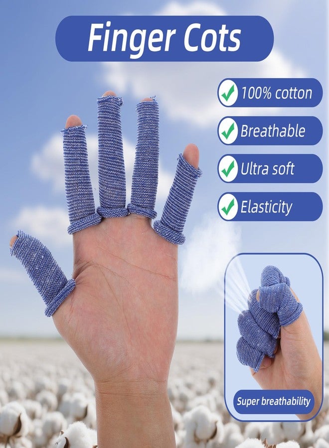 ElevateTech Finger Cots, 60 Pcs Finger Bandage Roll for Fingers Tips Cut Resistant Fingers Protectors Tubular Bandages for Wounds Elastic Thumb Covers for Gardening Sculpture Kitchen (M, Blue & White) - Image 5